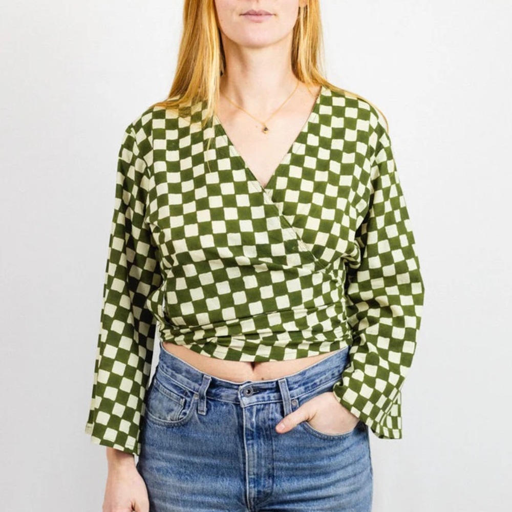 Banjaara Wrap Top - Green Checkers